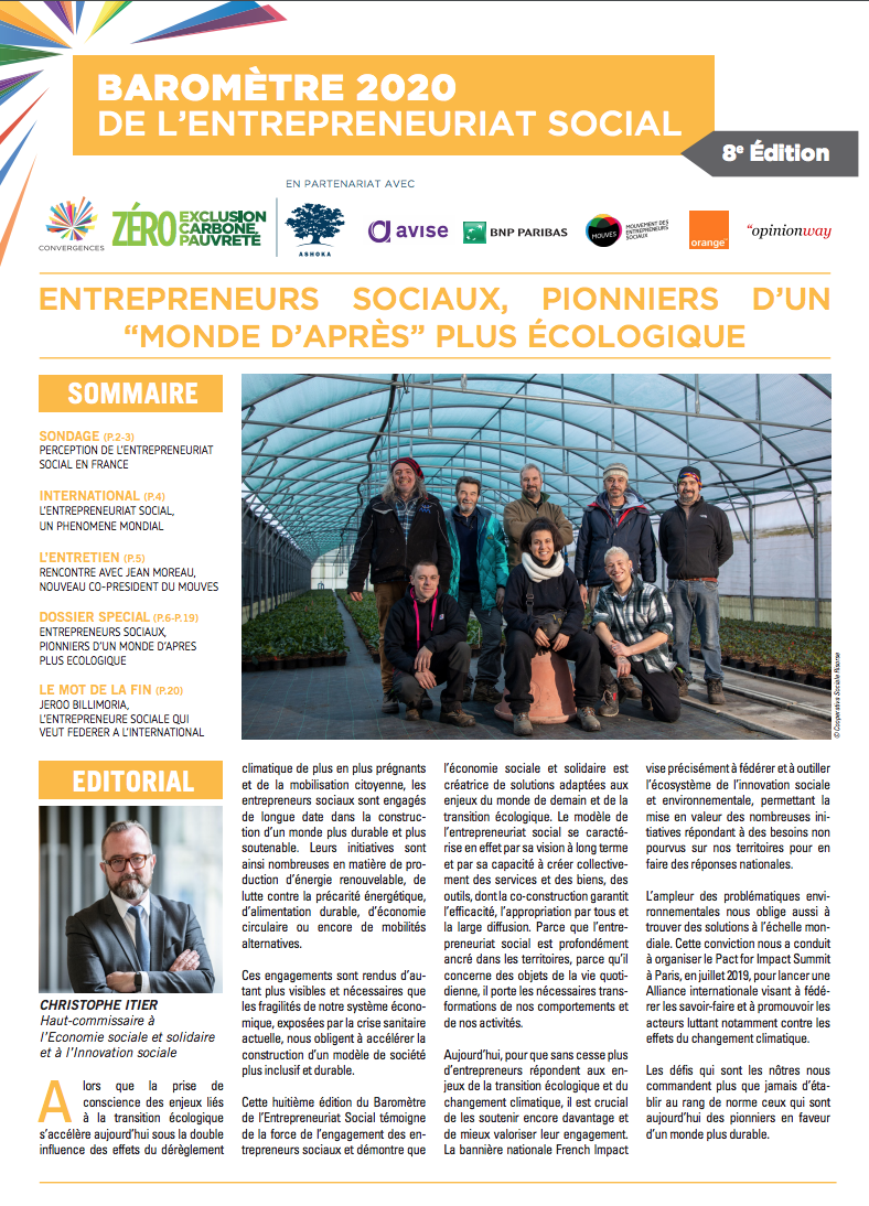 Baromètre 2020 de l'entrepreneuriat social