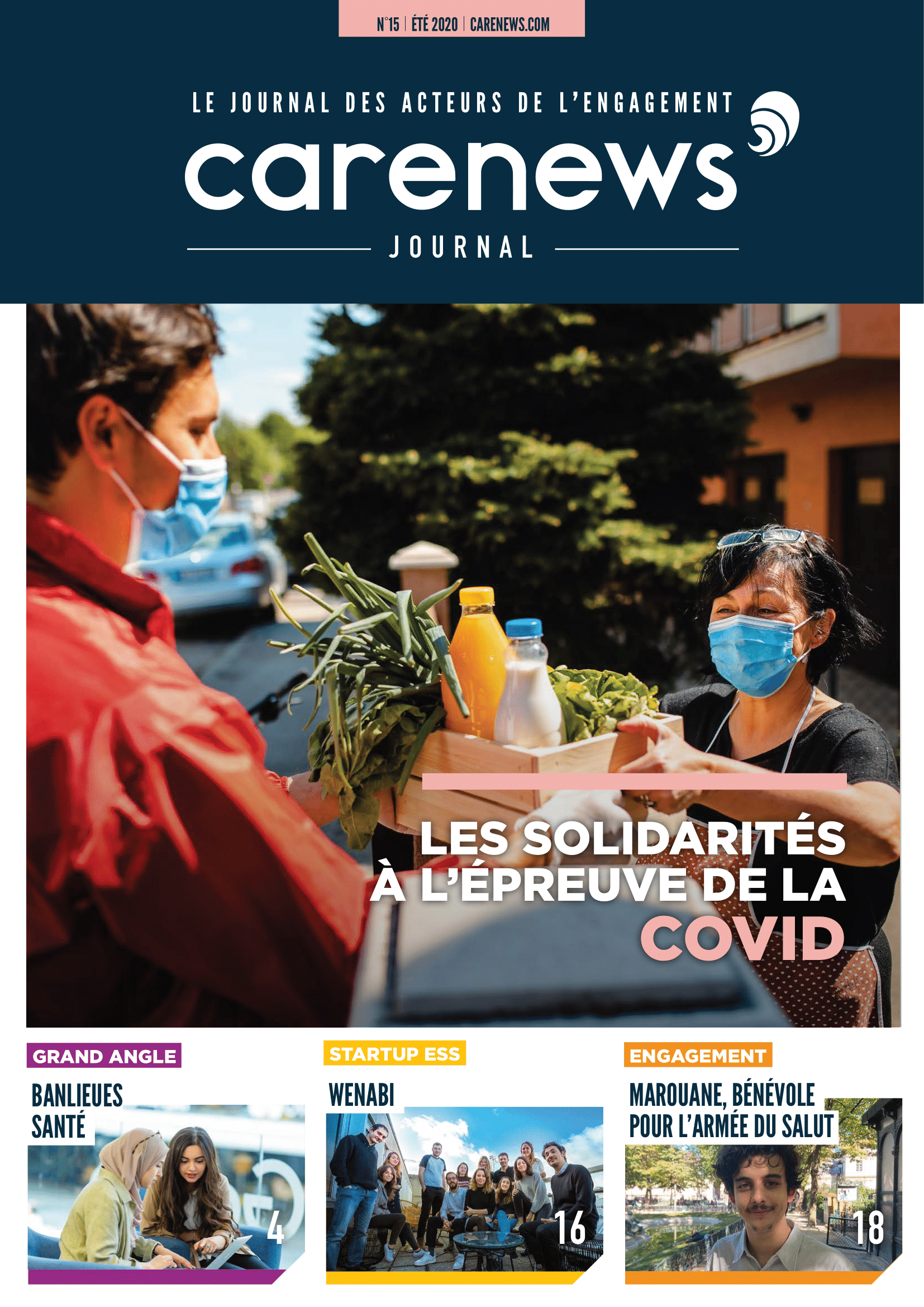 Couverture du n°15 du Carenews Journal consacré aux solidarités à l'épreuve de la Covid-19