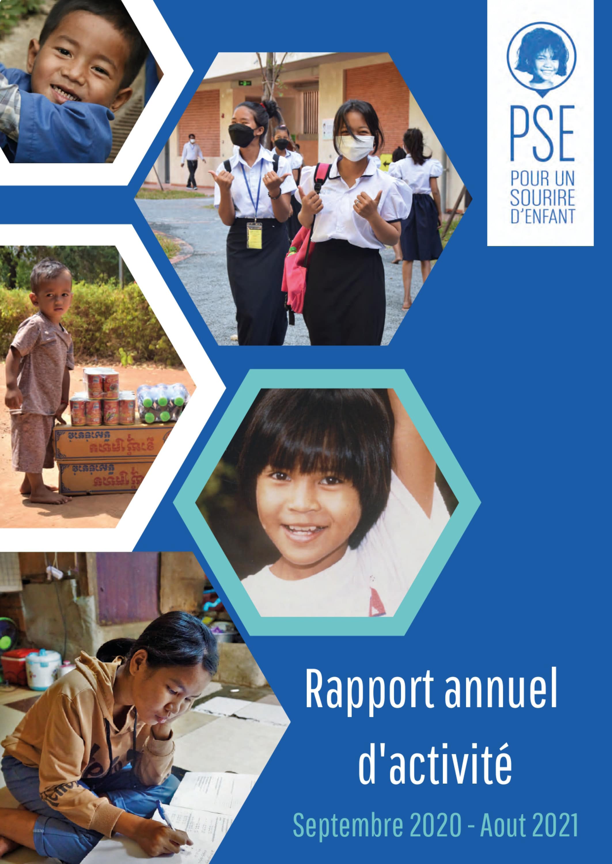 Première page du Rapport annuel d'activité 2020 / 2021 de Pour un Sourire d'Enfant