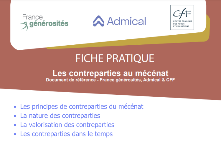 Les contreparties au mécénat - Document de référence - France générosités, Admical & CFF