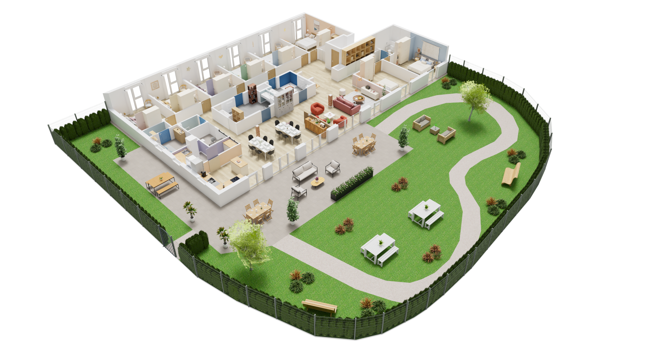 Axonométrie de la colocation Alzheimer d'Erquinghem-Lys
