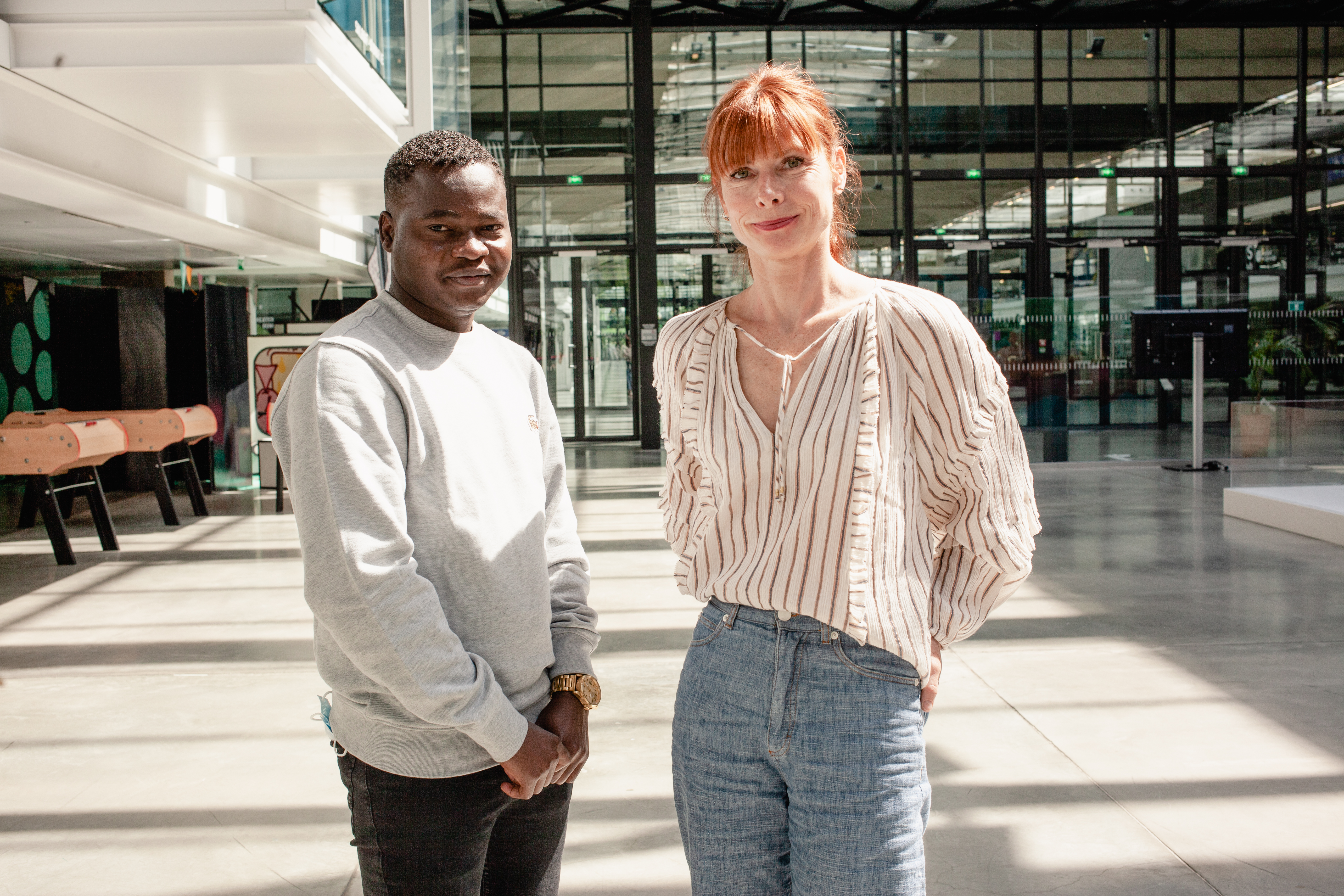 Isaac et Sophie à Station F lors de l'une de leurs rencontres