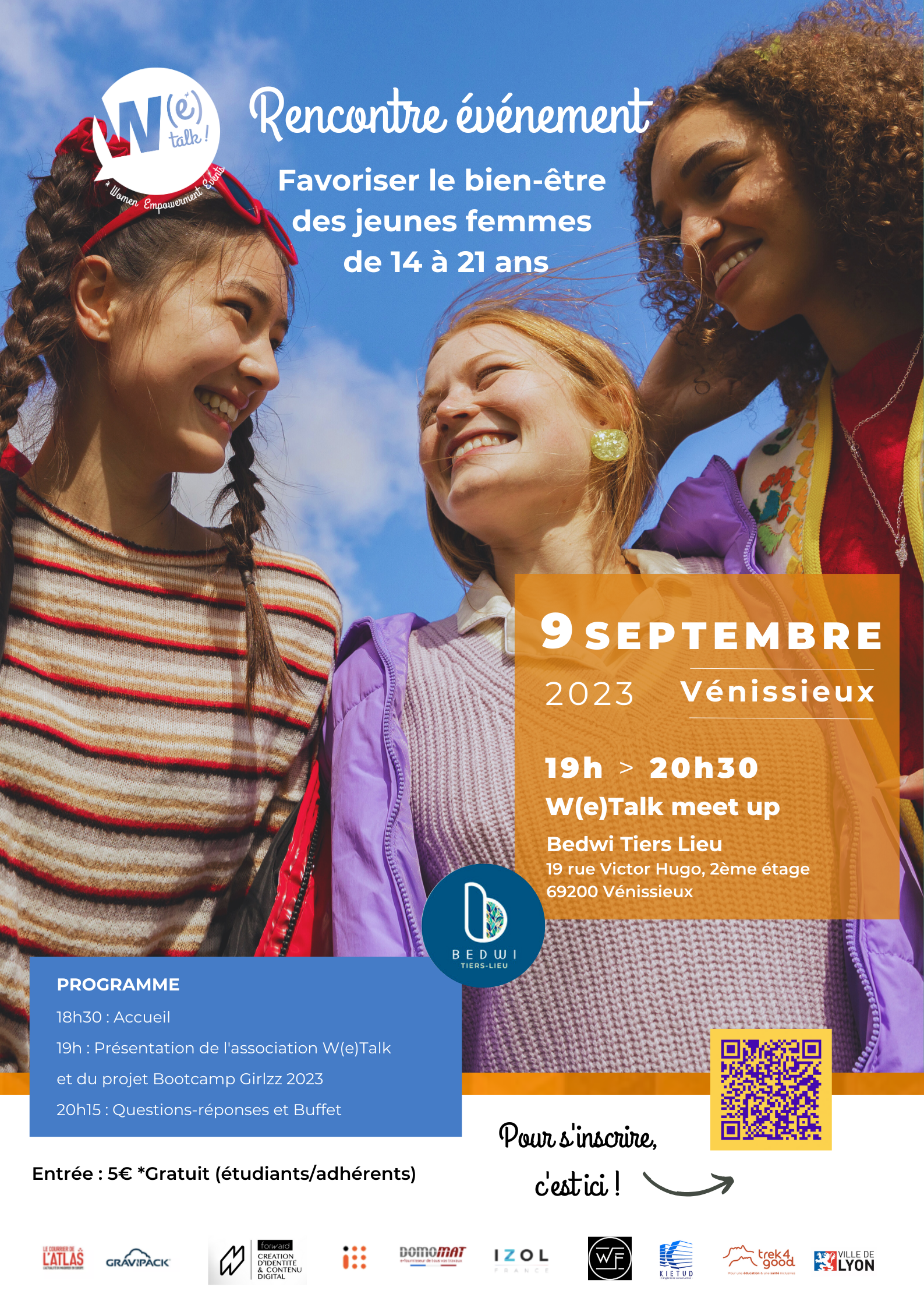  L’association W(e)Talk organise un évènement rencontre pour son prochain Programme Girlzz, une initiative éducative pour favoriser le bien-être des jeunes femmes de 14 à 21 ans.