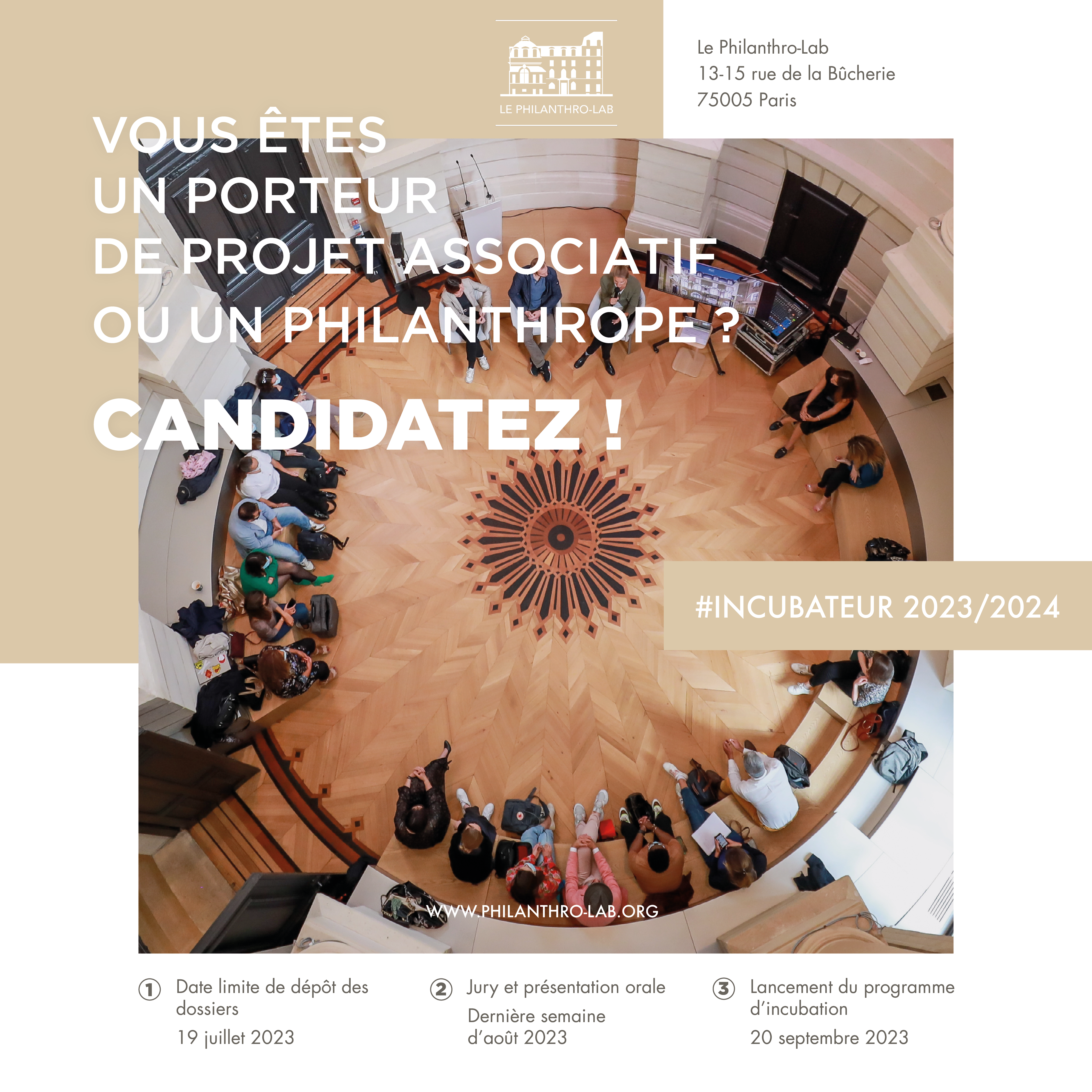 Annonce appel à candidatures incubateur 2023-2024 Philanthro-Lab