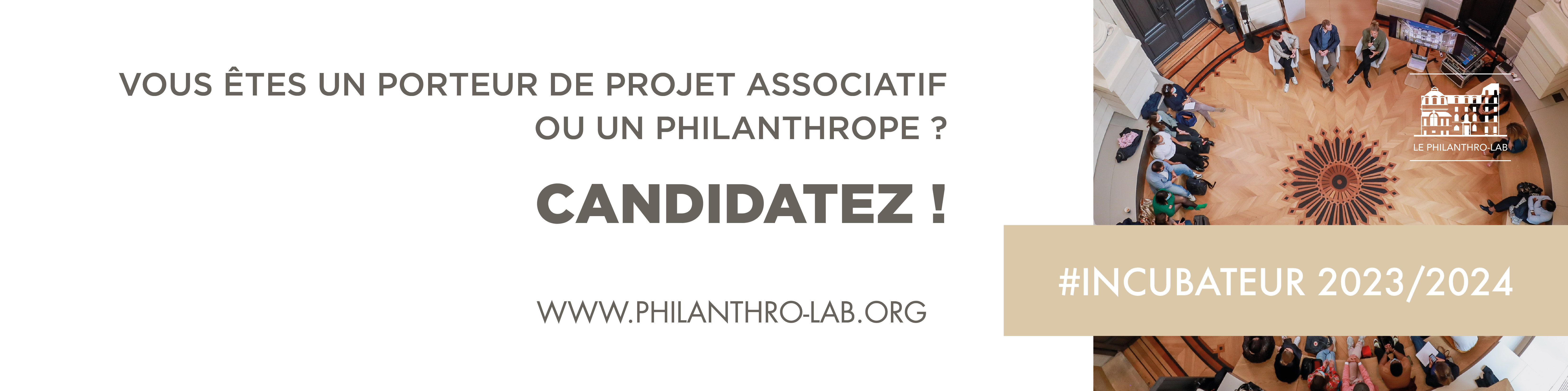 Annonce appel à candidatures incubateur 2023-2024 Philanthro-Lab