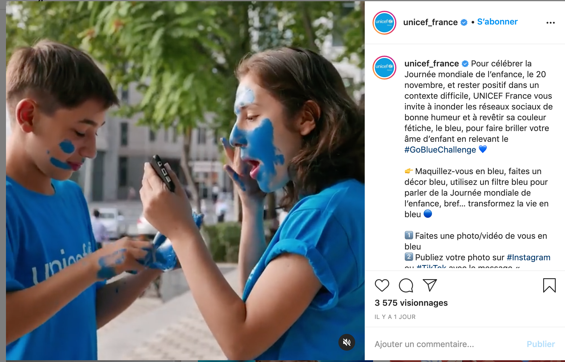 Crédit : Instagram UNICEF France