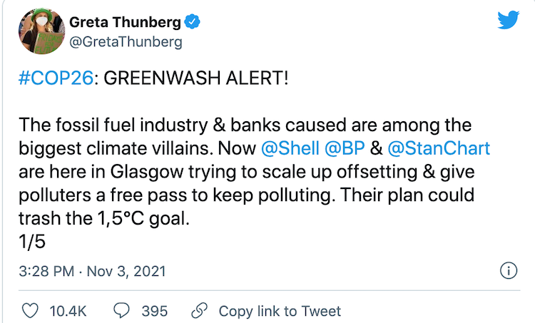 Greta Thunberg alerte sur son compte Twitter