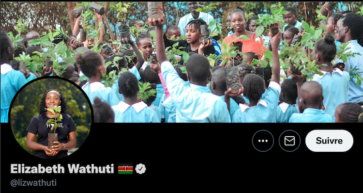 Elizabeth Wathuti sur son compte Twitter