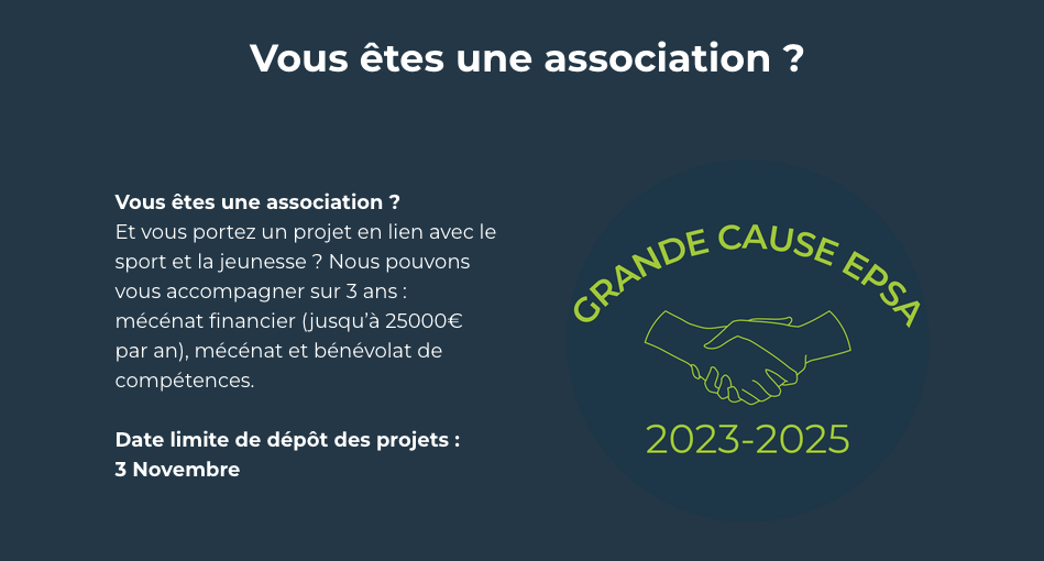 EPSA Foundation - Grande Cause 2023-2025 Sport et Jeunesse - Crédit photo : EPSA