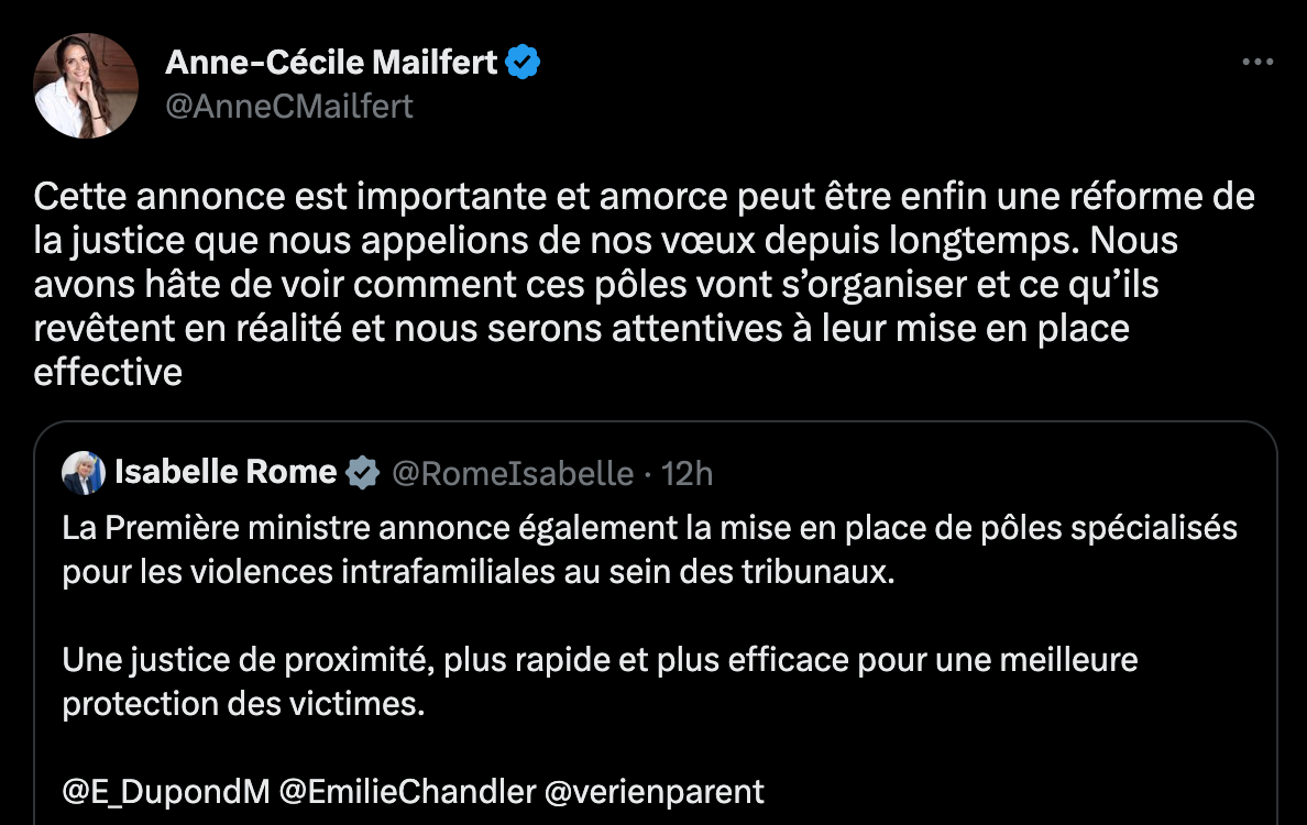 tweet de Anne Cécile Mailfert présidente fondation des femmes 