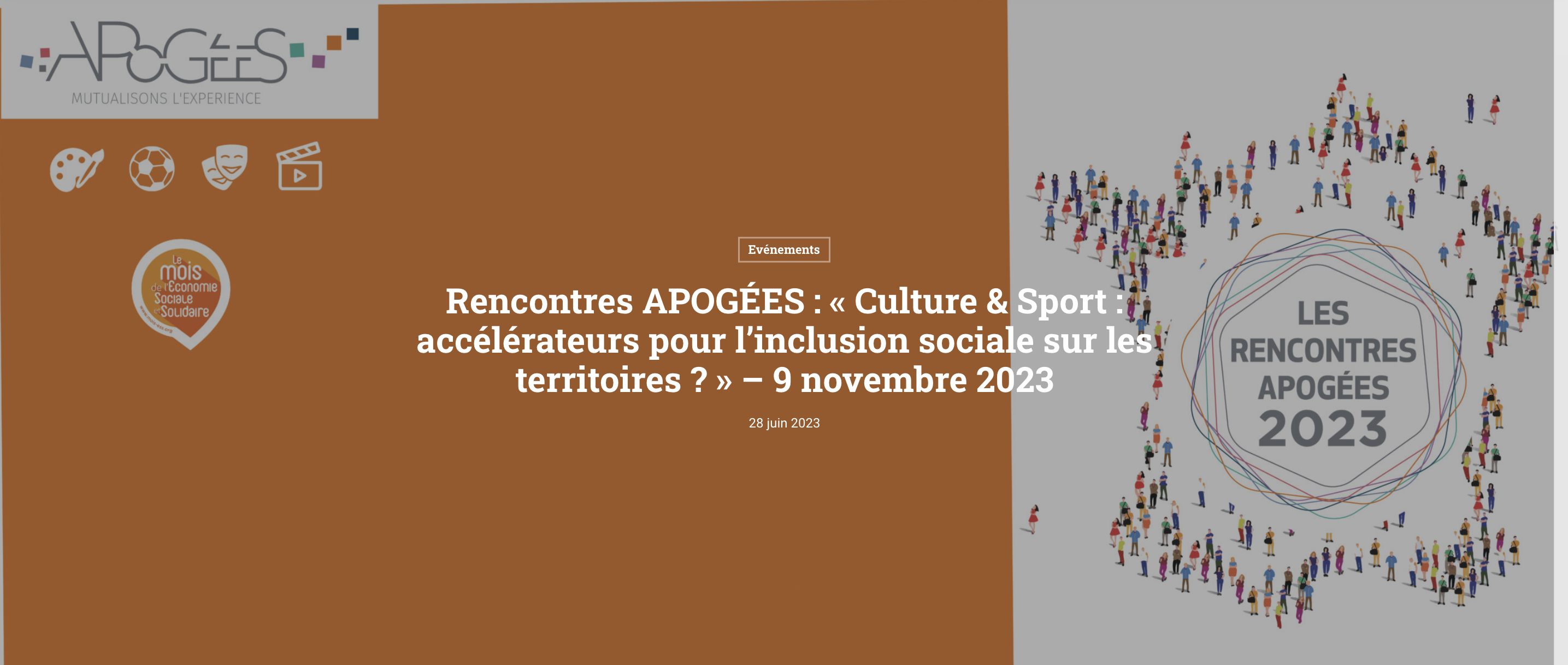 Rencontres APOGÉES : « Culture & Sport : accélérateurs pour l’inclusion sociale sur les territoires ? »  - Crédit photo : DR