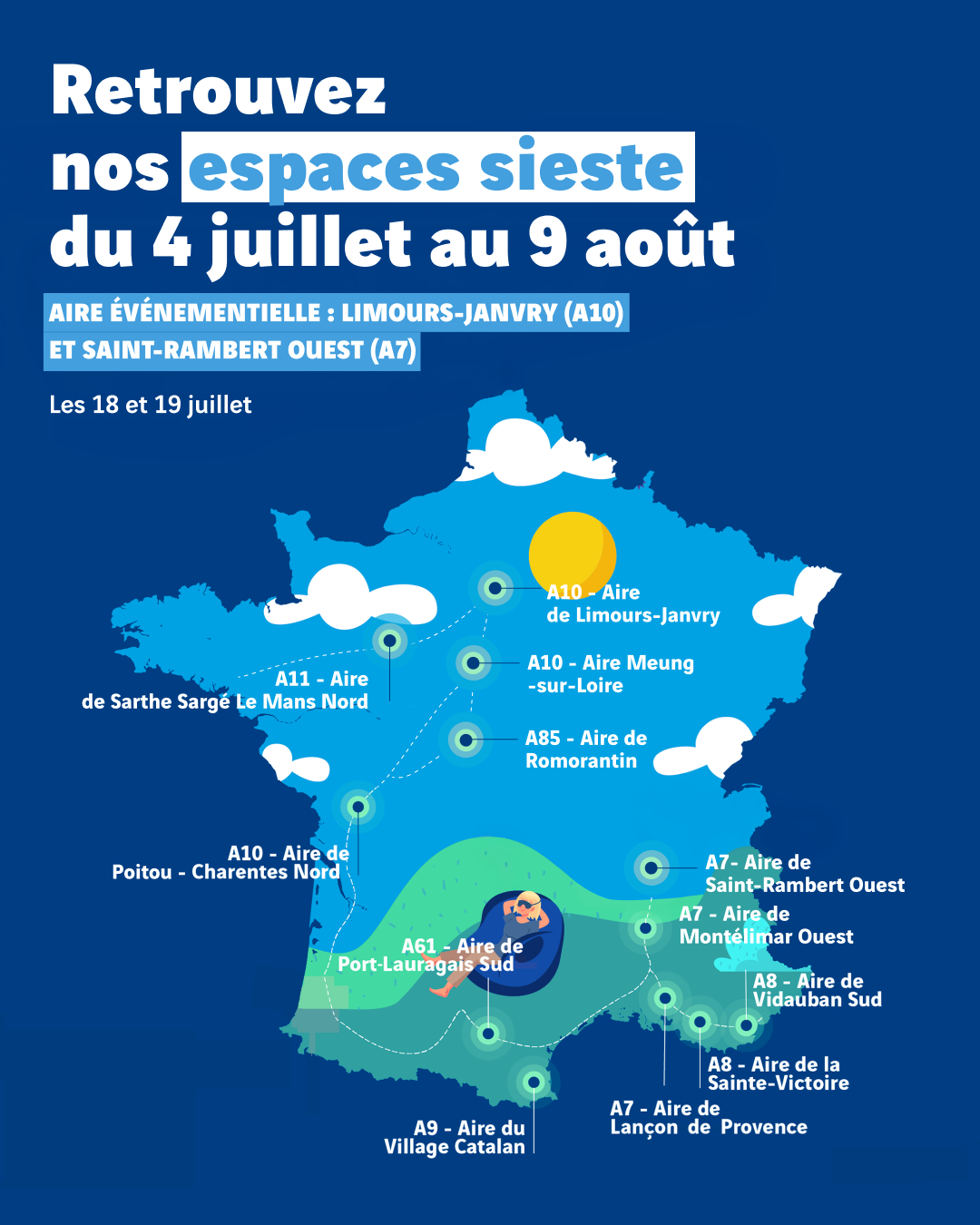 Cartographie des espaces sieste Fondation VINCI Autoroutes