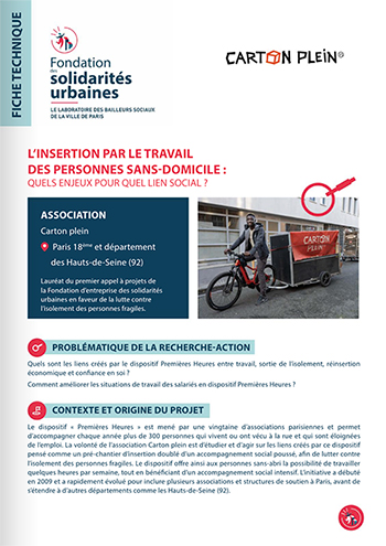 Fiche technique de la Fondation des solidarités urbaines / Carton Plein