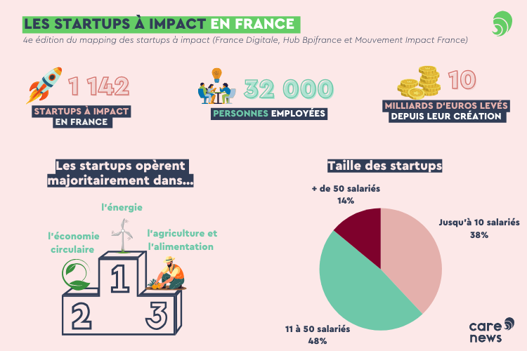Le mapping des startups à impact. Crédit : Carenews.