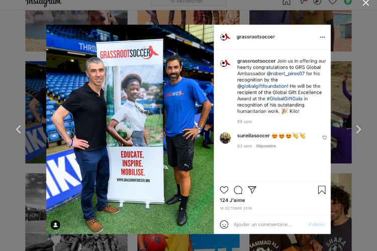 Copie d'écran : Instagram Grassrootsoccer