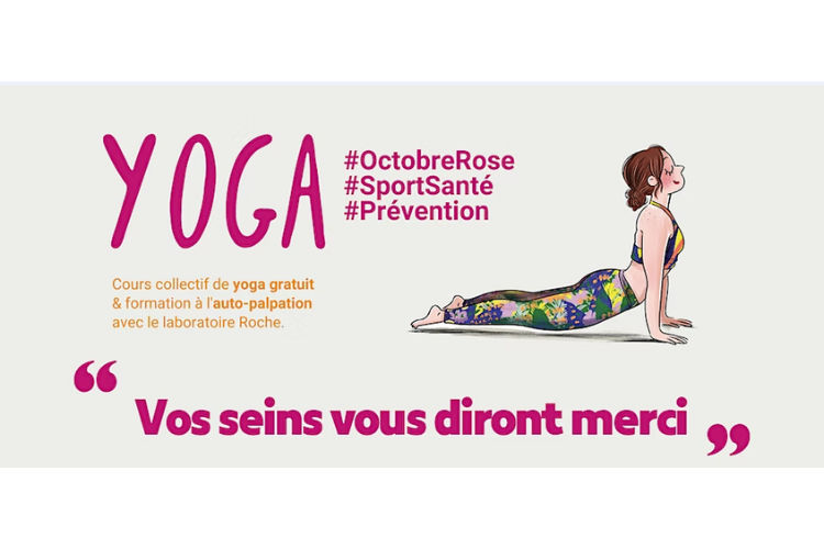 Cours de yoga géant, organisé par la Fondation Cognacq-Jay, pour mettre le cancer du sein au tapis !