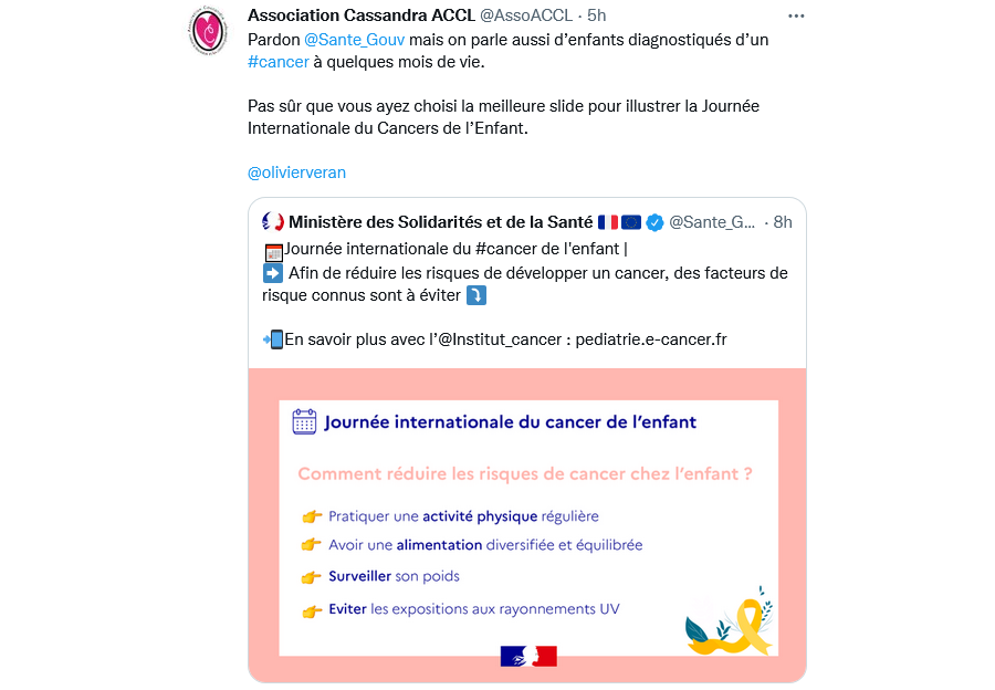 Capture d'écran de la publication du Ministère de la Santé