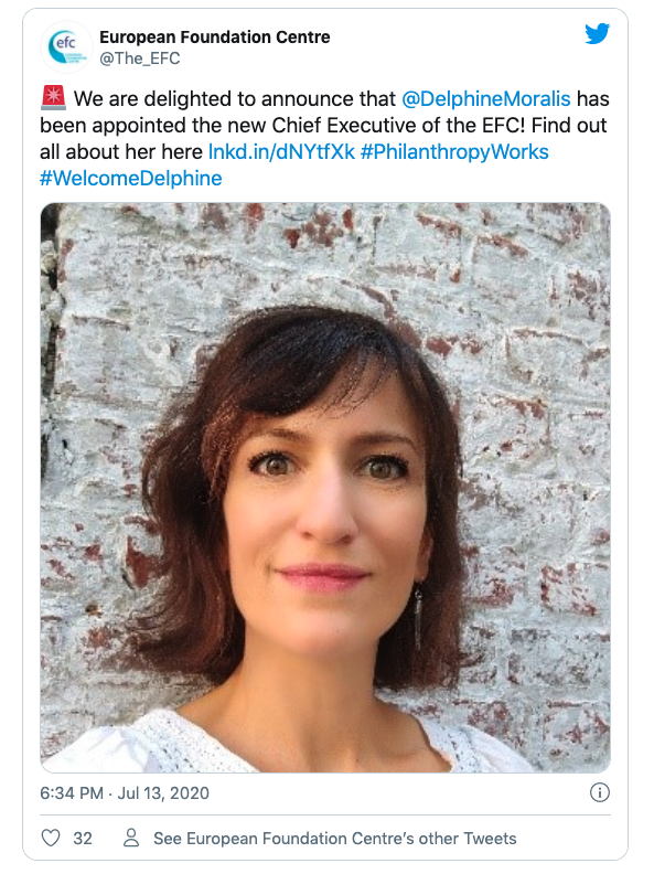 Tweet de l'EFC annonçant la nomination de Delphine Moralis.
