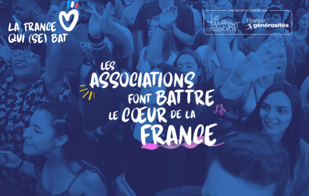 Le Mouvement associatif et France générosités, campagne La France qui se bat, visuel principal symbolisant le battement de cœur, lancement le 4 juin 2026, dispositif grand public pour défendre les associations