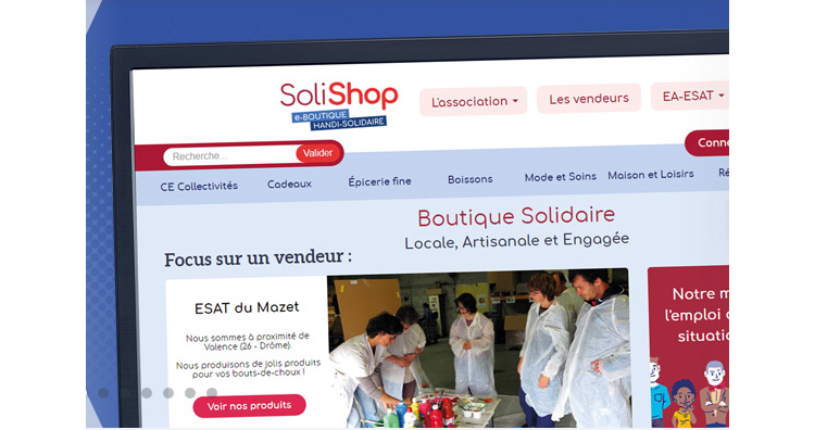 SoliShop : la « marketplace » des produits handi-fabriqués - capture d'écran de la page d'accueil du site