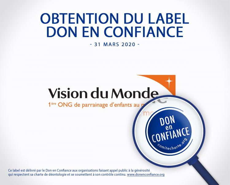 Vision du Monde obtient le label "Don en Confiance"