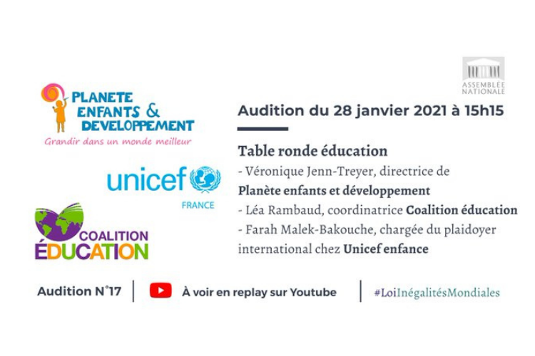 Invitation audition loi inégalités Assemblée Nationale