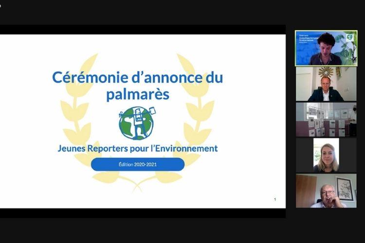La Fondation groupe EDF récompense les jeunes reporters qui traitent les enjeux climatiques. Crédit photo : capture d'écran de la cérémonie de remise des prix en ligne.