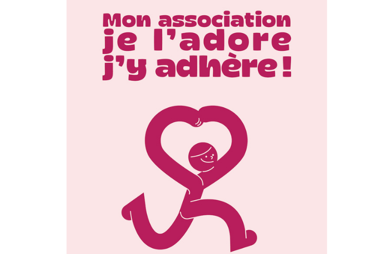 La campagne « Mon association, je l'adore, j'y adhère ! » rappelle l'importance de s'engager. Crédits : Le Mouvement associatif et Hexopée 