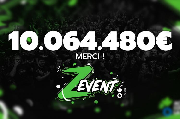Z event a récolté plus de 10 millions d'euros. Source : Z event.