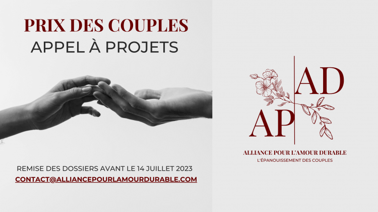 Le Prix du Couple revient, avec l'appel à projets lancé par L'Alliance pour l'Amour Durable