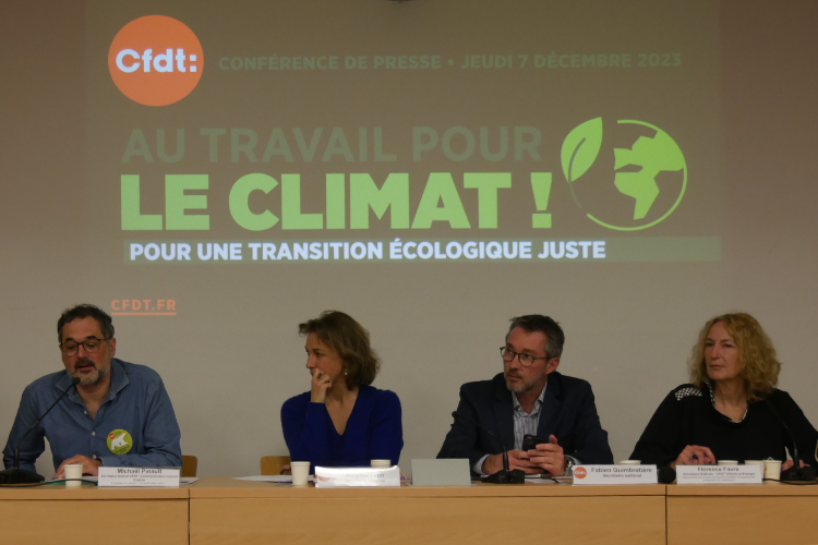 Le syndicat a adopté un « manifeste sur la transitions écologique juste ». Crédit : Elisabeth Crépin-Leblond