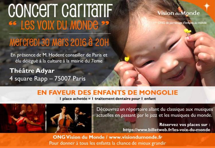 Concert caritatif "Les Voix du Monde" - 30 mars 2016 - Théâtre Adyar, Paris 7ème