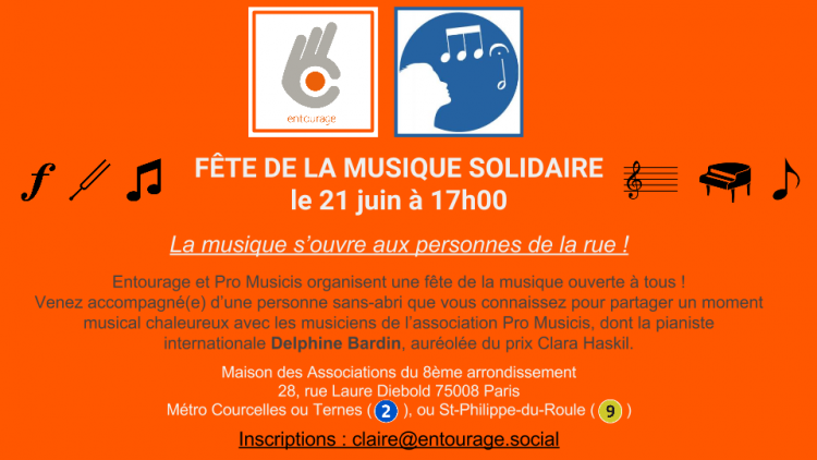 Entourage : fête de la musique solidaire ouverte aux personnes de la rue !