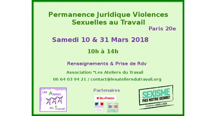 Permanence Juridique Gratuite "Violences Sexistes ou Sexuelles au Travail"