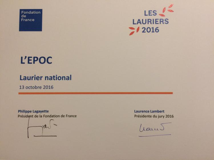  L’ÉPOC est Lauréat national 2016 des Lauriers de la Fondation de France.