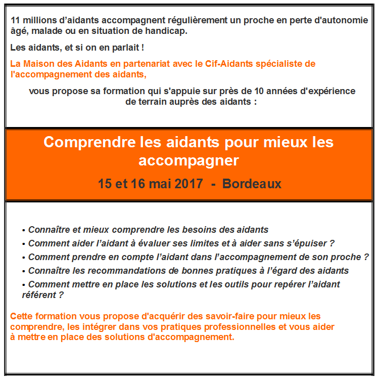 Formation : comprendre les aidants pour mieux les accompagner