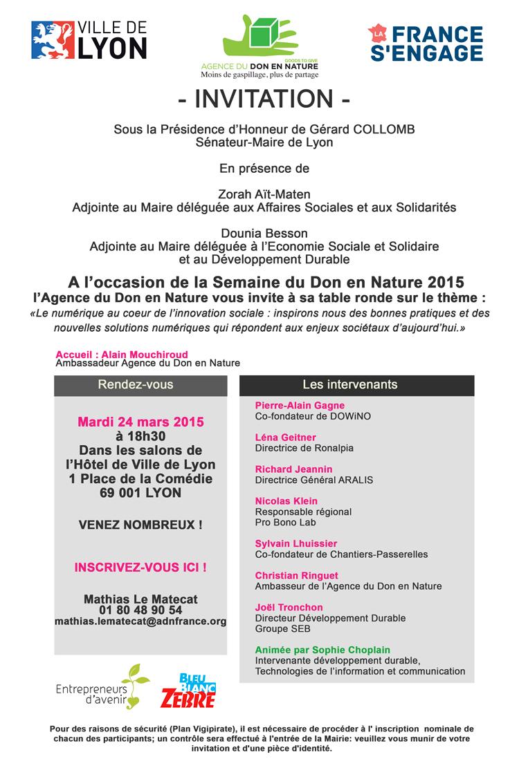 Retrouvez l'Agence du Don en Nature pour parler innovation à Lyon le mardi 24 mars prochain
