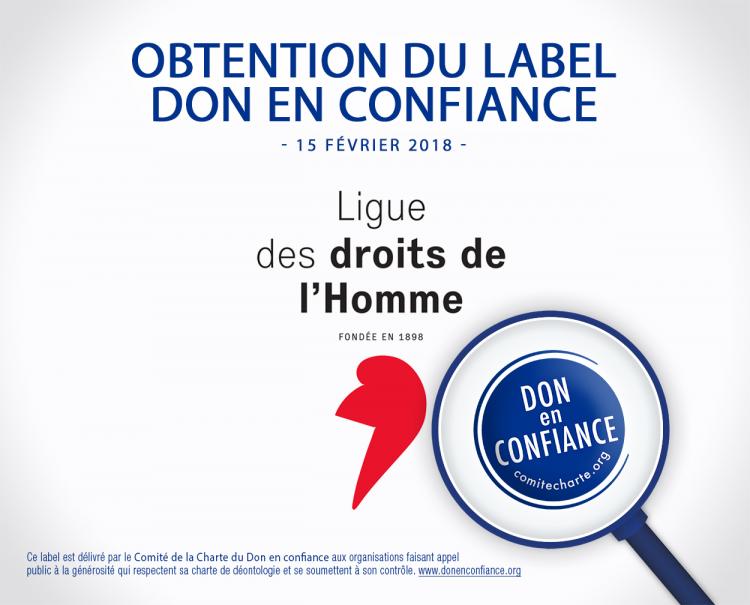 La Ligue des droits de l'Homme obtient le label "Don en Confiance"