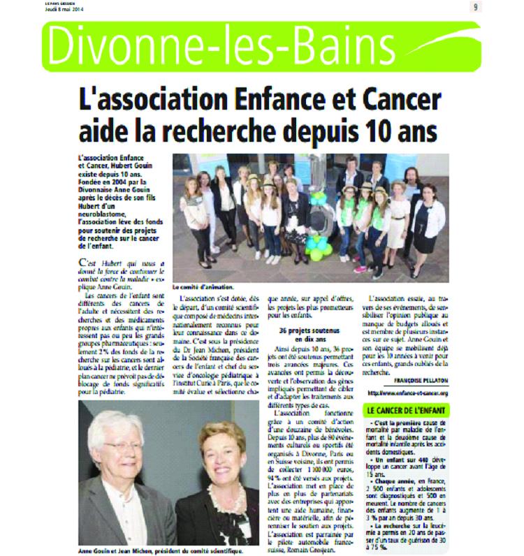 Article du journal Le Pays Gessien du 8 mai 2014