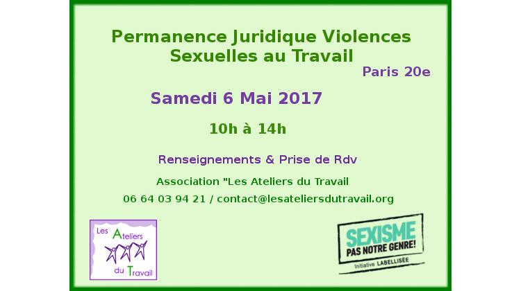 Permanence Juridique Gratuite "Violences Sexistes ou Sexuelles au Travail"
