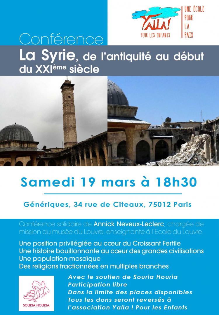 Conférence solidaire "La Syrie de l'antiquité au début du XXIème siècle"