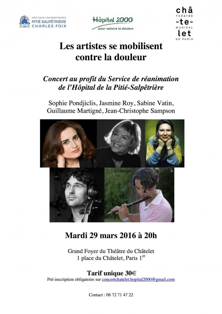 UN CONCERT CONTRE LA DOULEUR - 29 MARS 2016 - Théâtre du Châtelet, Paris 1er