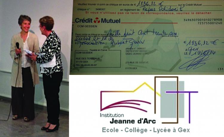 Remise du chèque de Jeanne d'Arc du 2 juillet 2014