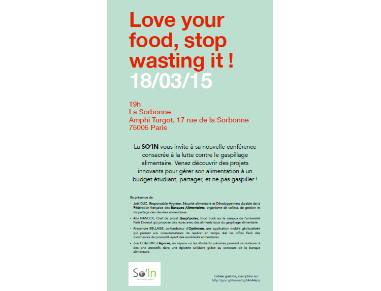 LOVE YOUR FOOD : STOP WAISTING IT!" - MERCREDI 18 MARS À 19H - PARIS