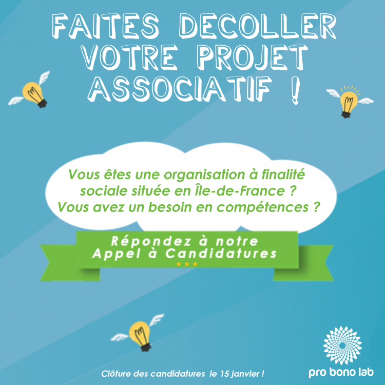 Répondez à l'Appel à Candidatures Pro Bono Lab Ile-de-France 2018 !