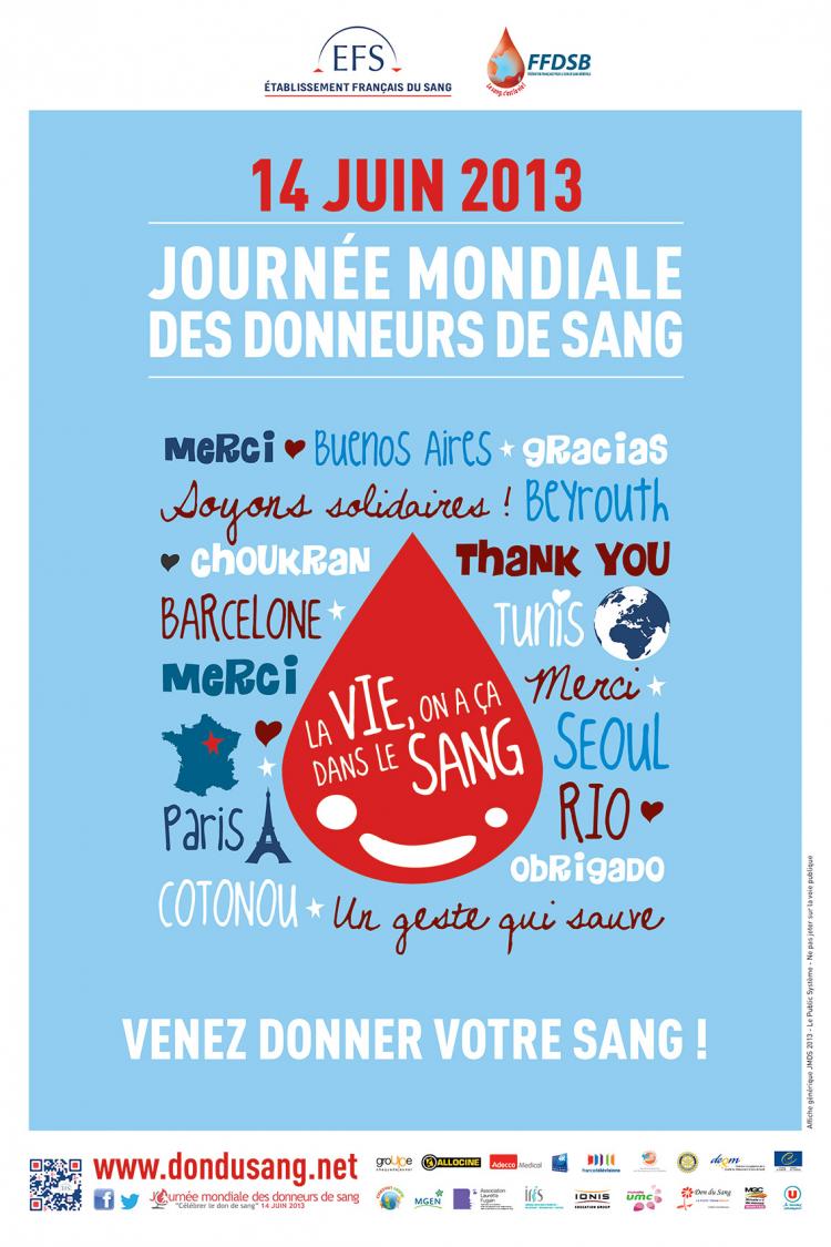14 Juin Journée Mondiale du Don du Sang