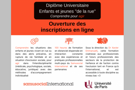 Présentation du Diplôme Universitaire « Enfants et jeunes de la rue"»