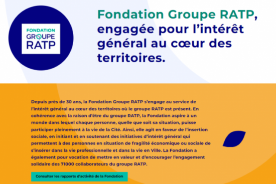 Un nouveau site internet pour la Fondation Groupe RATP - Crédit photo : Fondation Groupe RATP