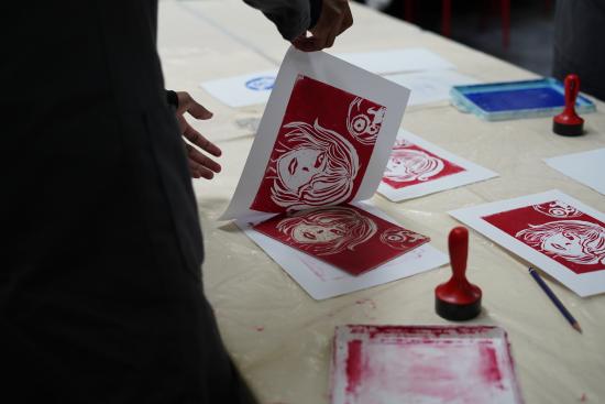 Linogravure au Lycée Maryse Condé de Sarcelles