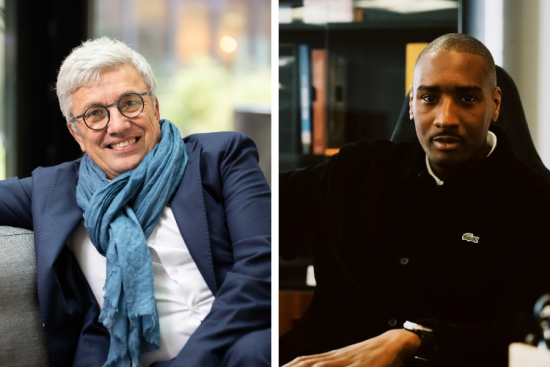 Gilles Vermot Desroches, directeur Citoyenneté et Affaires Institutionnelles de Schneider Electric, et Moussa Camara, entrepreneur et fondateur des Déterminés.